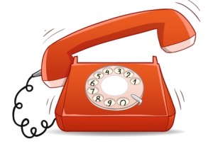 Calm and ringing old-fashioned cartoon phone. Vector illustration.